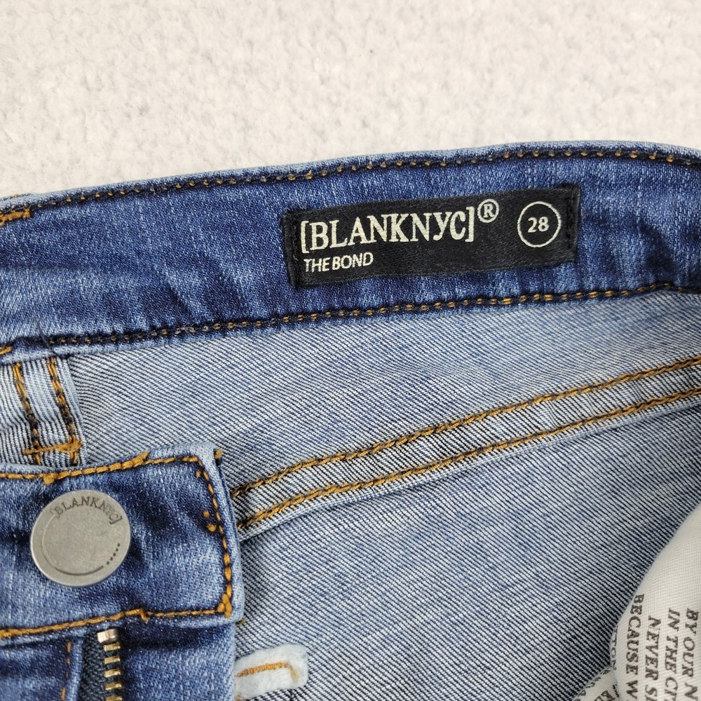 Blank NYC The Bond Mid Rise Skinny Jeans Womens 28 Blue Distressed Stretch Denim - Picture 7 of 11